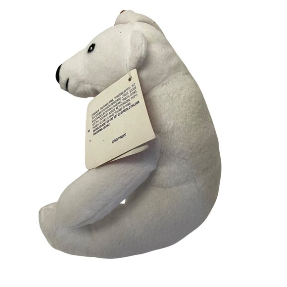 Kohls Holiday Polar Bear Plush Toy With Red Santa Hat 10" Tall White Soft Polyes - Picture 2 of 6